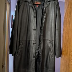 Danier Black Leather Trench Coat